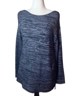 ELLEN TRACY Pullover Tunic Sweater NAVY & WHITE Knit  Size Medium — 第 1/3 张图片