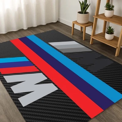BMW M Series, Racing Stripe Rug, M Logo Rug, Automotive Decor, M Motorsport Rug - Image 1 of 4