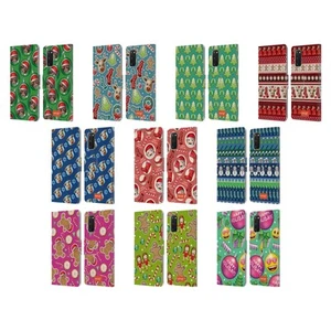 emoji® CHRISTMAS PATTERNS LEATHER BOOK WALLET CASE COVER FOR SAMSUNG PHONES 1 - Picture 1 of 16