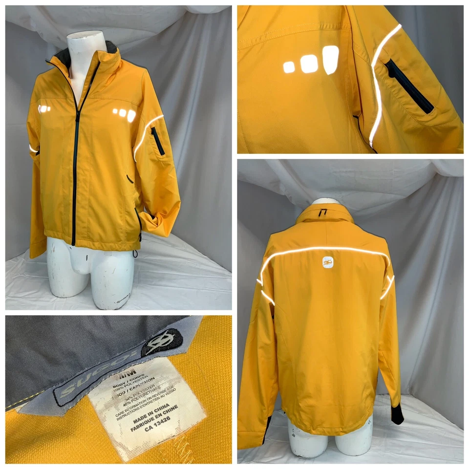 Sugoi 骑行连帽夹克 M 男式黄色聚拉链无缺陷 YGI RE1669 — 第 1/4 张图片