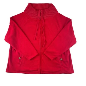 Lands End Jacke Damen 20W-22W rot Fleece Stehkragen durchgehender Reißverschluss Taschen Gorpcore - Bild 1 von 10