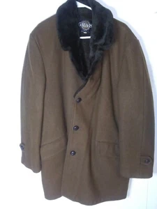 Grais Men's XL Wool Cold Wheather Brown Overcoat Removable Liner-Heavy -Vintage - Picture 1 of 12