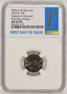 2019-D Roosevelt Dime 10c Explore & Discover NGC MS67 PL Proof-Like 4961017-119 - Picture 1 of 4