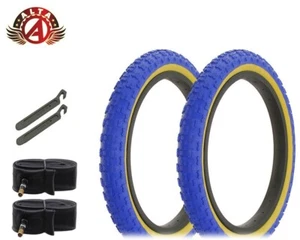 2 ALTA BICYCLE WIRE BEAD 16 x 2.125 BLUE/GUM COMP III BMX, TUBES & PRY LEVERS. - Picture 1 of 1