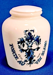 VTG Mustard Jar - Fine de Dijon Poupon Forte Au Vin Blanc - France - White & Blu - Picture 1 of 5