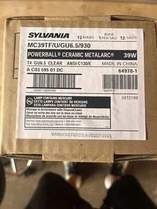 12pk Sylvania MC39TF/U/GU6.5/930 39W Metal Halide T4 Lamp Light Bulb C130 3000K - Picture 1 of 2