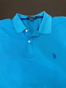 US Polo Assn Uomo Polo Piqué Camicia XL Downtown Blu Manica Corta - Foto 1 di 4