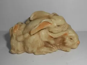 Ralph Massey Rabbit Family Trinket Jar - Signed, 1989 - Picture 1 of 8
