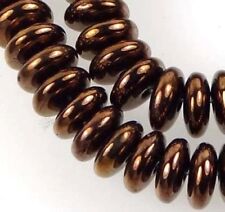50 Czech Glass Rondelle Beads - Dark Bronze 6x2mm