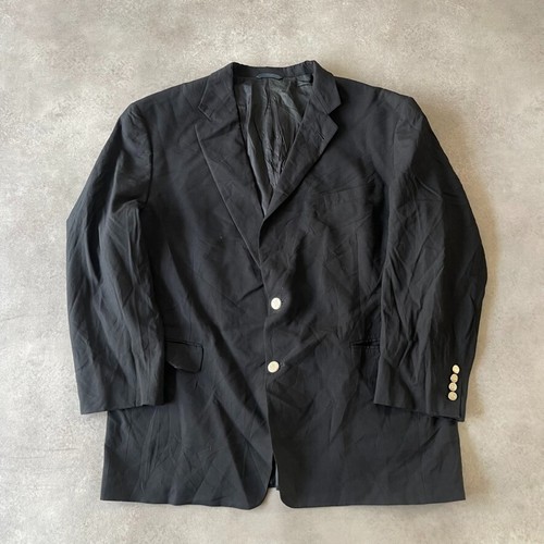 Burberrys Blazer Uomo 52" Designer Lana Monopetto Cappotto Vintage Nero