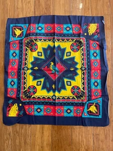 Vintage Paris Made USA Southwest Eagle Wolf Handkerchief 20.5 x 21.5 - Picture 1 of 2