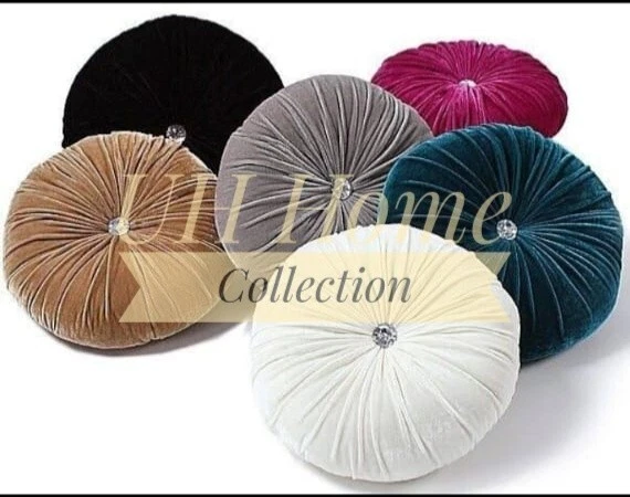 Velvet Round Cushion Filled with Ball Fiber (Different Colour) 18" x 18" Foto 1 de 3