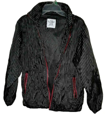 Old Navy Black Red Gray Striped Thin Lightweight Zipper Hoodie Jacket Boy Size M - Image 1 of 4