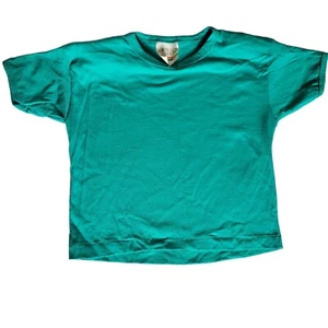 Vintage Single Stitch Kids Green Cotton Shirt Made In USA Shoulder Pads Size 2-3 - Picture 1 of 13
