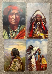 Lot of 4 Vintage TUCK'S Postcard 1900-1940 American Indian Chief Stranger Horse - Picture 1 of 3