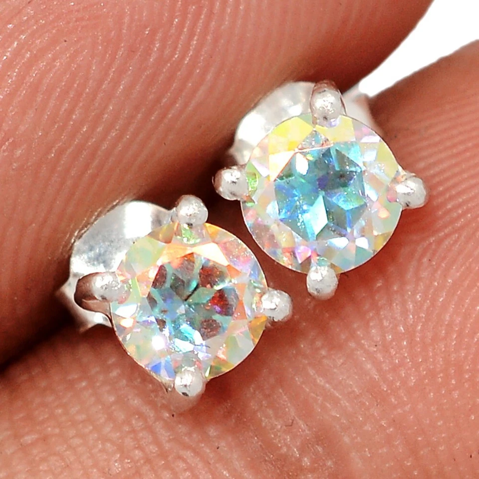 Pendientes de plata de ley 925 con topacio místico de mercurio tratado CE47956 Foto 1 de 1