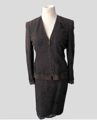 AKRIS КРУЖЕВА 2 ИЗДЕЛИЯ КОСТЮМ КУРТКА ЮБКА РАЗМЕР 6 ШВЕЙЦАРИЯ - Изображение 1 из 4