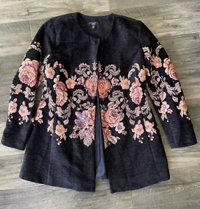 Susan Graver schwarzer Blazer Jacke bestickt Schneider verziert Damengröße 10 - Bild 1 von 6