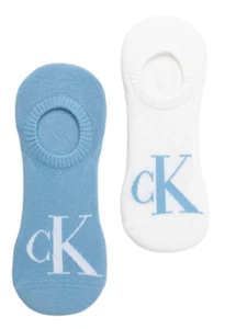 CALVIN KLEIN CK Mens 2 PAIRS Blue White Trainer Socks One Size UK 6-11 EU 40-46 - Picture 1 of 2