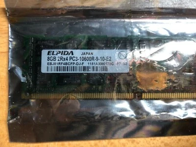 DDR3 ECC Memory - ELPIDA 8GB 2RX4 PC3-10600R RAM - Image 1 of 3
