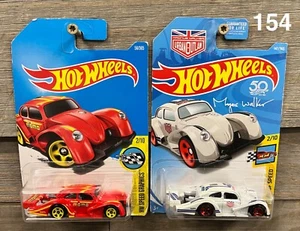 2 FOR 1! Hot Wheels Volkswagen Kafer Racer Lot Cafe Red White Speed Graphics 154 - Picture 1 of 3