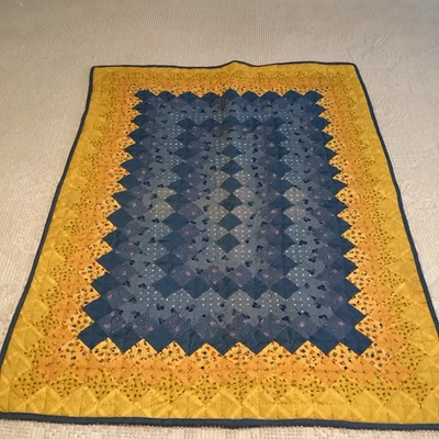 Throw Lap Quilt 40" x 60" Trip Around the World Patchwork Hand Made Wall Hanging - Image 1 of 4