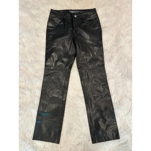 Vintage Y2k GAP Lederhose Bootcut Mid-Rise Flare Leg Herbst 2000 schwarz, Gr. 2 - Bild 1 von 9