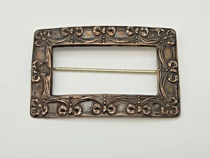 Vintage Sterling Front Repousse Art Nouveau Brooch Pin - Picture 1 of 8