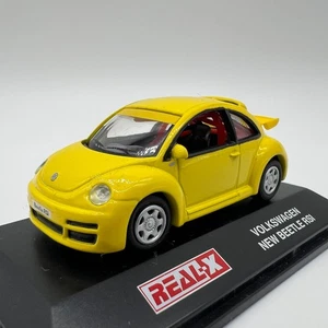 REAL-X 1/72 Volkswagen New Beetle RSI Yellow Diecast Model Car with Display 1:72 - Picture 1 of 10