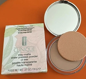Clinique 03 Stay Beige Stay Matte Sheer Pressed Powder Oil Free 0.27 7.6g - Picture 1 of 3