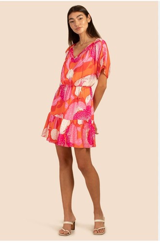 VALENTINO Mini Abito Trina Turk Rosa Floreale Taglia S Seta Mahalo Tropicale