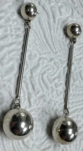 925 Sterlingsilber Vintage Mexiko Modernist baumelnde Ohrringe 3,5 Zoll - Bild 1 von 12