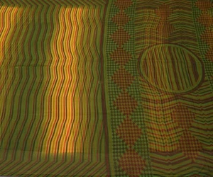 Sushila Vintage Multi-Color Saree Blend Georgette Silk Printed Craft 5 YD Fabric - Picture 1 of 9