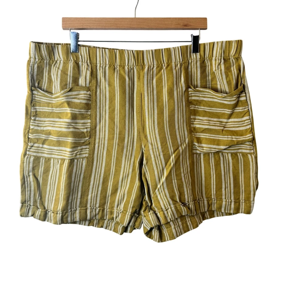 Pantalones Cortos de Lino J.Jill Para Mujer Talla 2X Boho Rayas Pull On Ligeros Informales  Foto 1 de 4