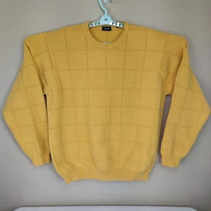 Vintage IZOD Sweater Mens Crew Neck Long Sleeve WindowPane Knit Embroidered Logo - Picture 1 of 15