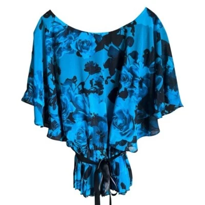 CONECTED Preciosa Blusa Floral Romántica con Mangas Acanaladas Corbata Negra Talla 8 Foto 1 de 4