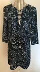 Abercrombie &amp; Fitch Shift Floal Dress 3/4 Sleeves Blue White Color Sz XS