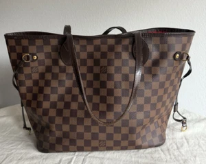 LOUIS VUITTON Neverfull MM Damier Ebene Red Interior Handbag - Picture 1 of 23