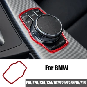 Red Carbon Fiber Car Multimedia Panel Frame Trim Sticker For BMW F10 F20 F30 F07 - Imagen 1 de 7