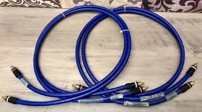 LOT Set of 2 Vintage/Early AudioQuest Odyssey FMS Blue 3 RCA Interconnect Cables - Image 1 of 4