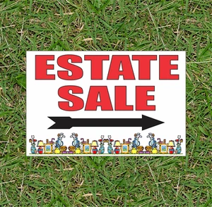 ESTATE SALE Sign Lot 12"x18" Double Sided Corrugated Plastic - Picture 1 of 3