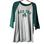 Lee Sport Womens Baseball Top Red Sox Plus Size 2X Green Grey 3/4 Sleeve Graphic