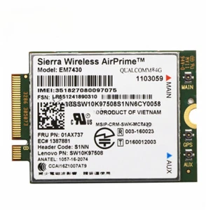 01AX737 For Thinkpad X1 Tablet 2nd Gen EM7430 LTE/WCDMA 4G WLAN wireless card - Picture 1 of 4