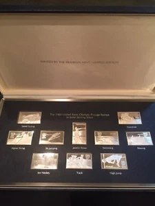 1980 US Solid Sterling Silver Olympic Postage Stamps Limited Edition Set - Picture 1 of 3