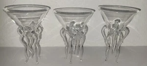 Juego de 3 copas de cóctel de medusas, vidrio soplado hecho a mano - Imagen 1 de 6