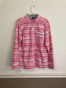 Columbia PFG MEDIUM Women's Fishing Shirt Linen Pink Sailboats Long Sleeve - Picture 1 of 10
