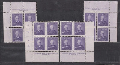 1955 #357 4¢ RICHARD BENNETT PRIME MINISTERS ISSUE MS PLATE BLOCKS ##1 F-VF - Image 1 of 2