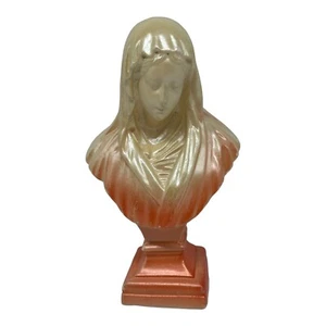 Vintage Handpainted Chalkware Blessed Virgin Mary 7..25” Pedestal Bust Beautiful - Picture 1 of 15