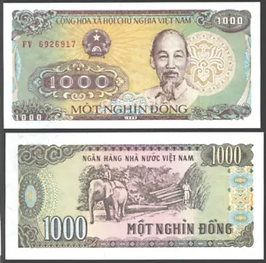 VIETNAM SOZIALIST 1000 DONG 1988 UNC PRÄFIX FV, HO CHI MINH UND (1890-1969) ELEP - Bild 1 von 1