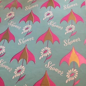 Vintage Gift Wrap  NOS 1 Sheet. Shower.  Shine Fab - Picture 1 of 5